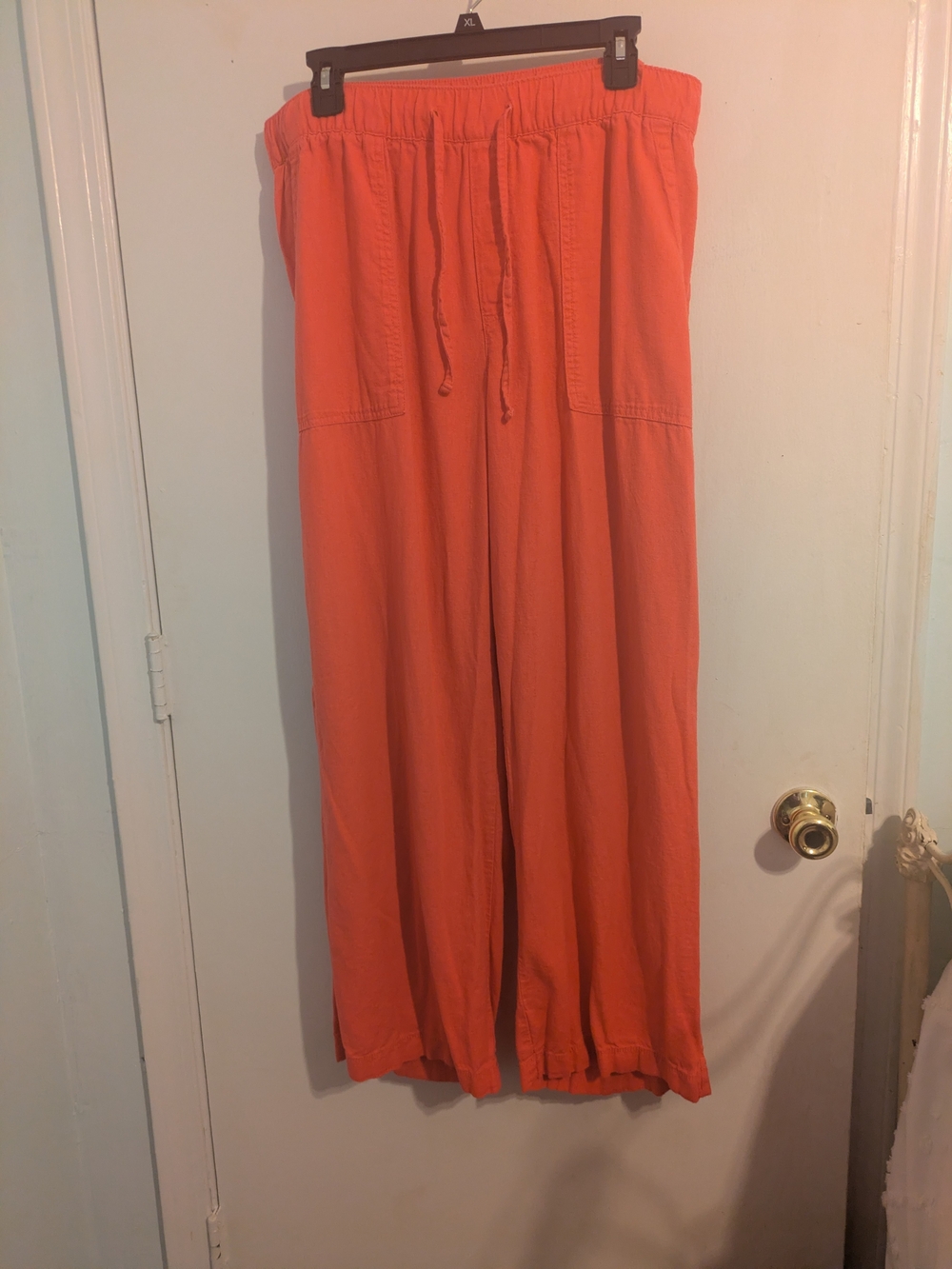 GAP Orange Linen Blend Wide Leg Pull On Pants Size L